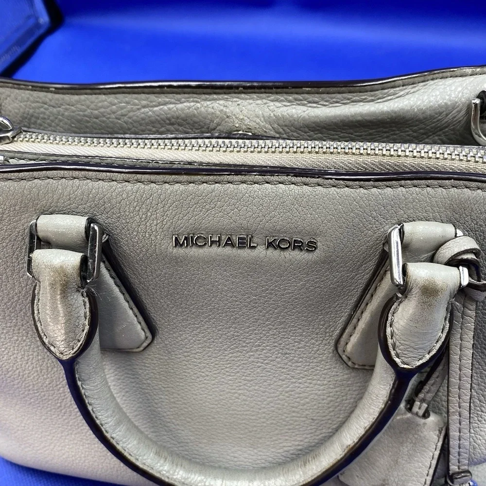 Michael Kors  Camille Small Pebbled Gray Leather Satchel Handbag